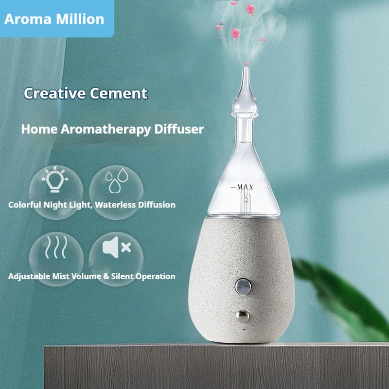 Wholesale Glass White Grey Concrete Essential Oil Diffuser Waterless Nebulizer Aroma Diffuser Manufacturer With Glass Reservoir