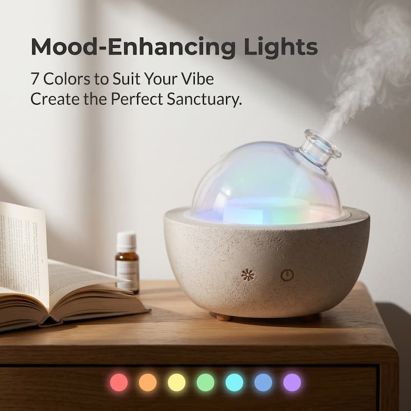 Grey Concrete Essential Oil Diffuser 200Ml Factory WD200 Best Cement Glass Dome Diffuser Wholesale