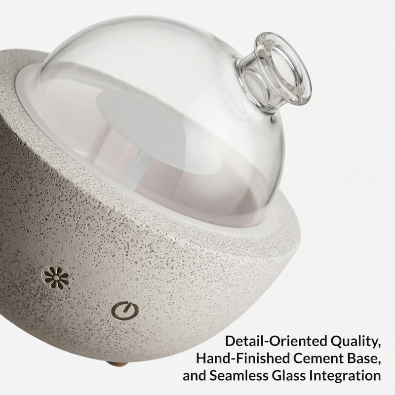 Grey Concrete Essential Oil Diffuser 200Ml Factory WD200 Best Cement Glass Dome Diffuser Wholesale