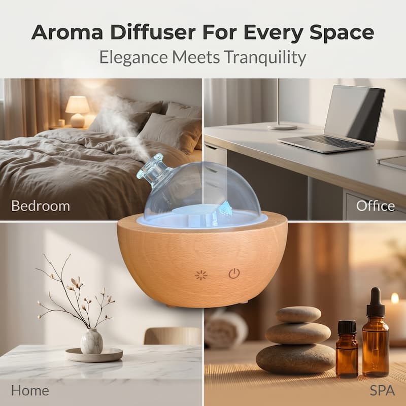 Custom Logo Glass Dome Diffuser Young Living Aria Essential Oil Diffuser China Manufacturers
