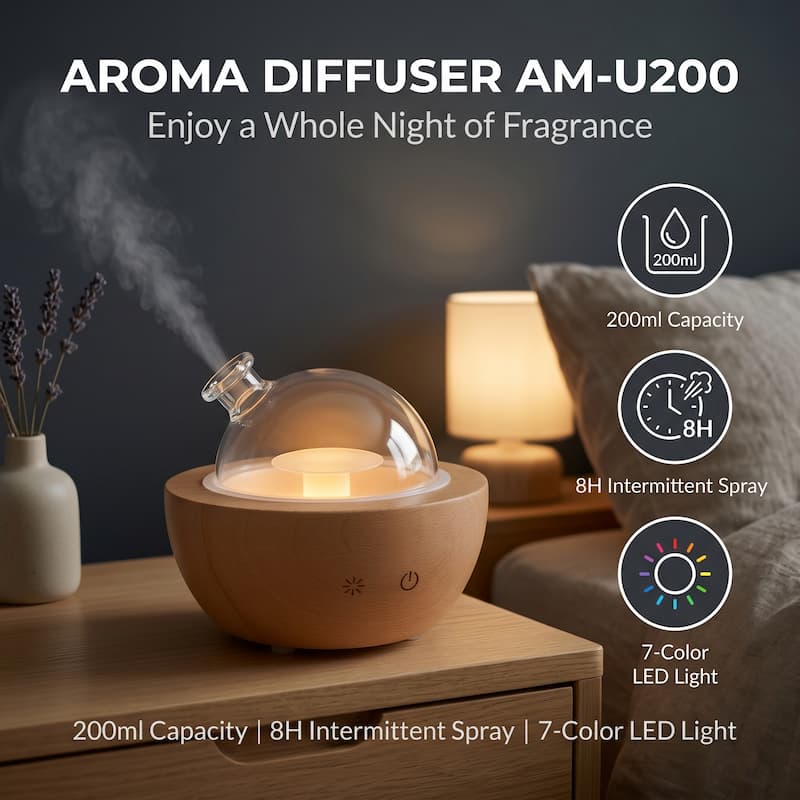 Custom Logo Glass Dome Diffuser Young Living Aria Essential Oil Diffuser China Manufacturers