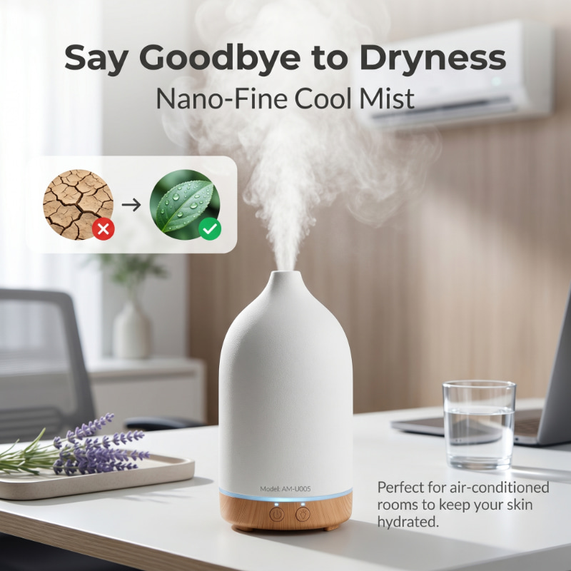 Ceramic Electric Aroma Oil Diffuser China Wholesale Factory Price White Ultrasonic Essential Oil Diffuser With 100Ml Water Capacity