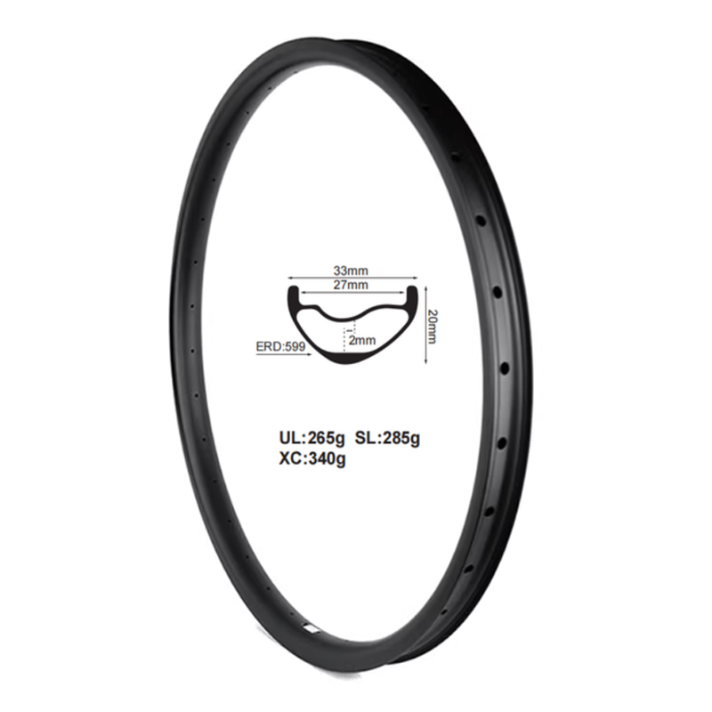265g super light Carbon Wheelset MTB Wheels Hookless Tubeless Ready 26mm Width All Mountain Asymmetric Carbon Mountain Bike