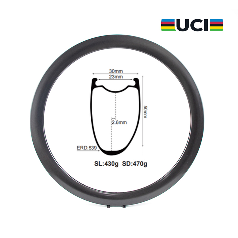 700C 50mm Deep Road Wheels Premium Carbon Fiber Bike Rims
