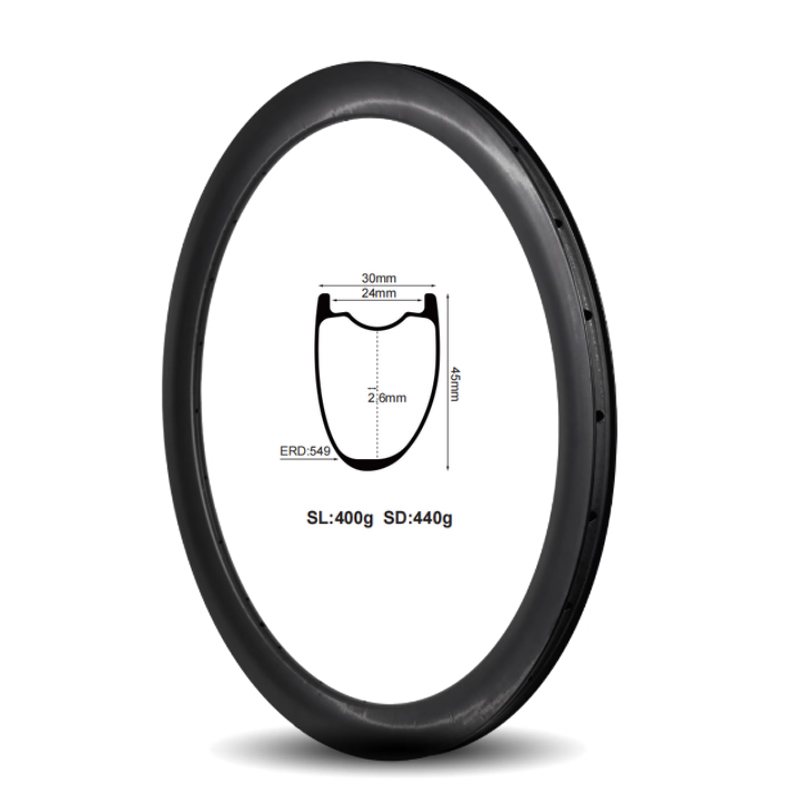 Lightweight Paintless Road Bicycle Wheels Carbon bike rims