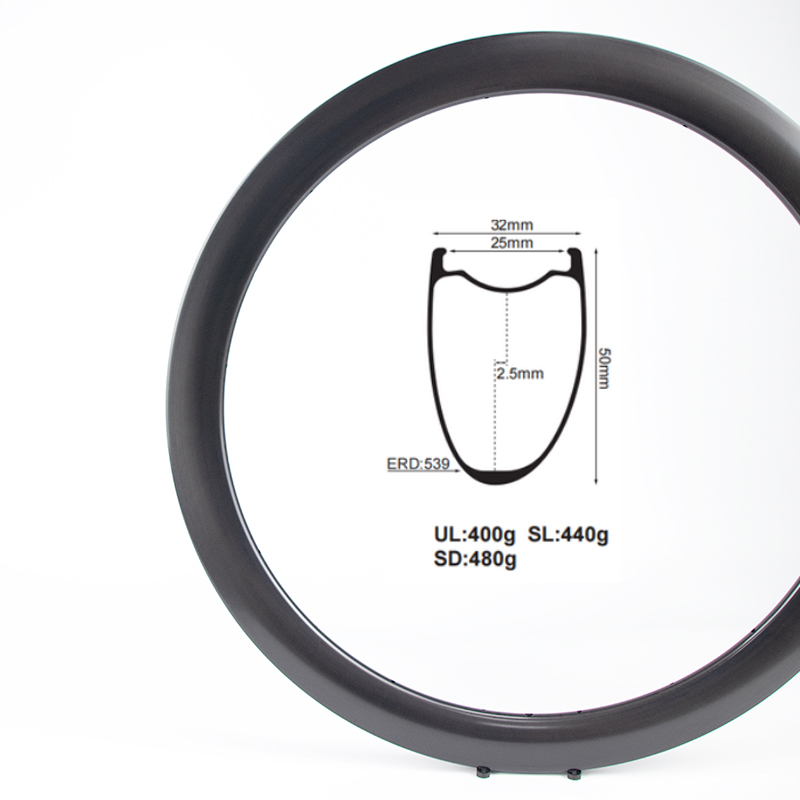 50mm Carbon Wheelset Road Bike Rims 700c
