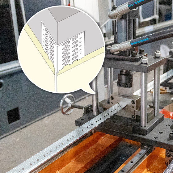 Perforated corner bead making machine in partition system