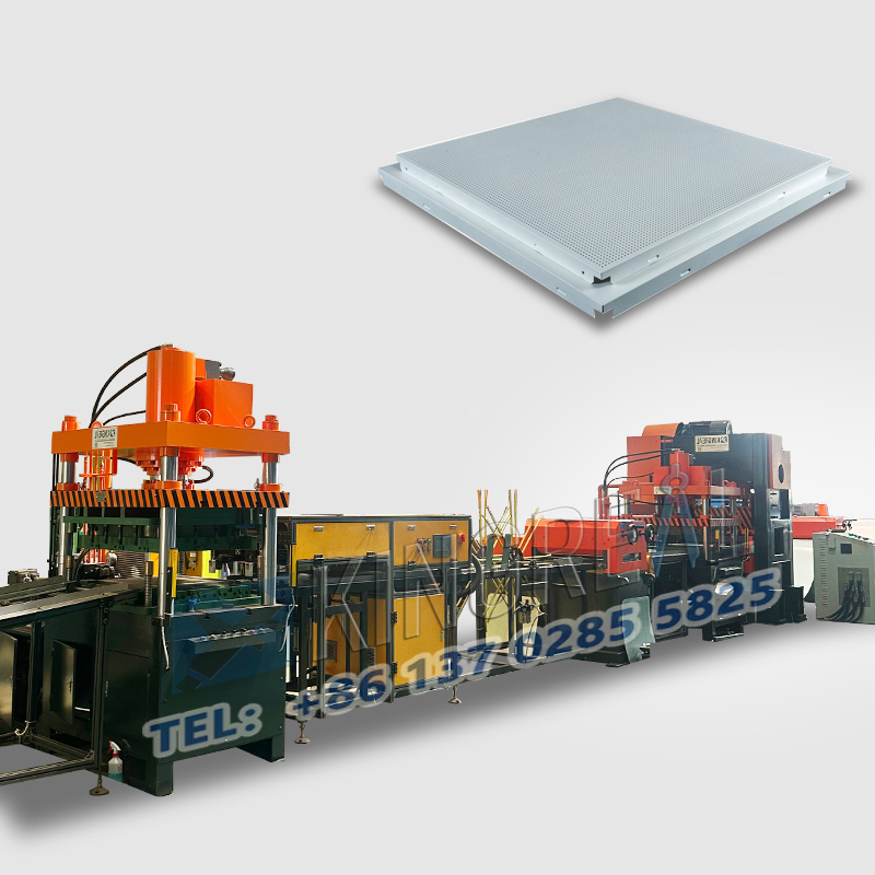 Linha de produção de placas de teto metálicas com encaixe