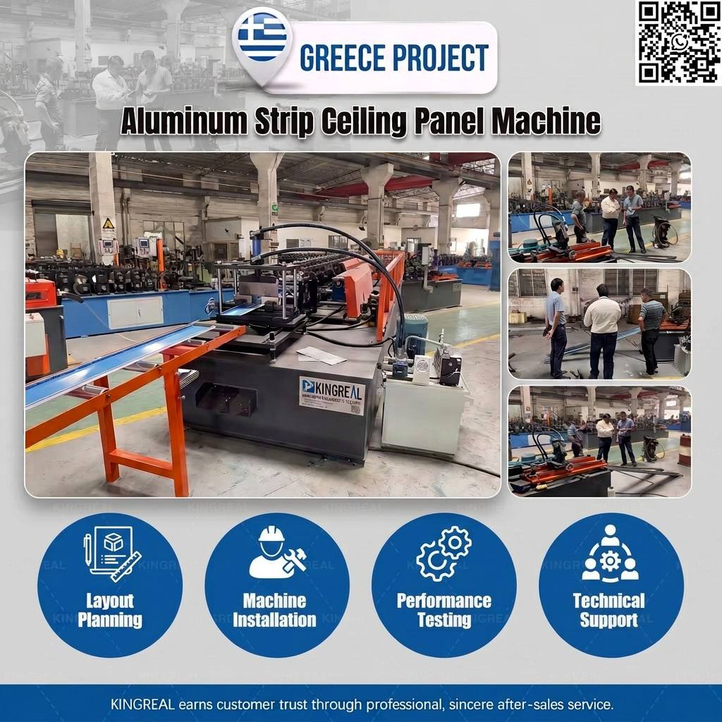 Progetto Grecia: Macchina per pannelli per controsoffitti in strisce di alluminio