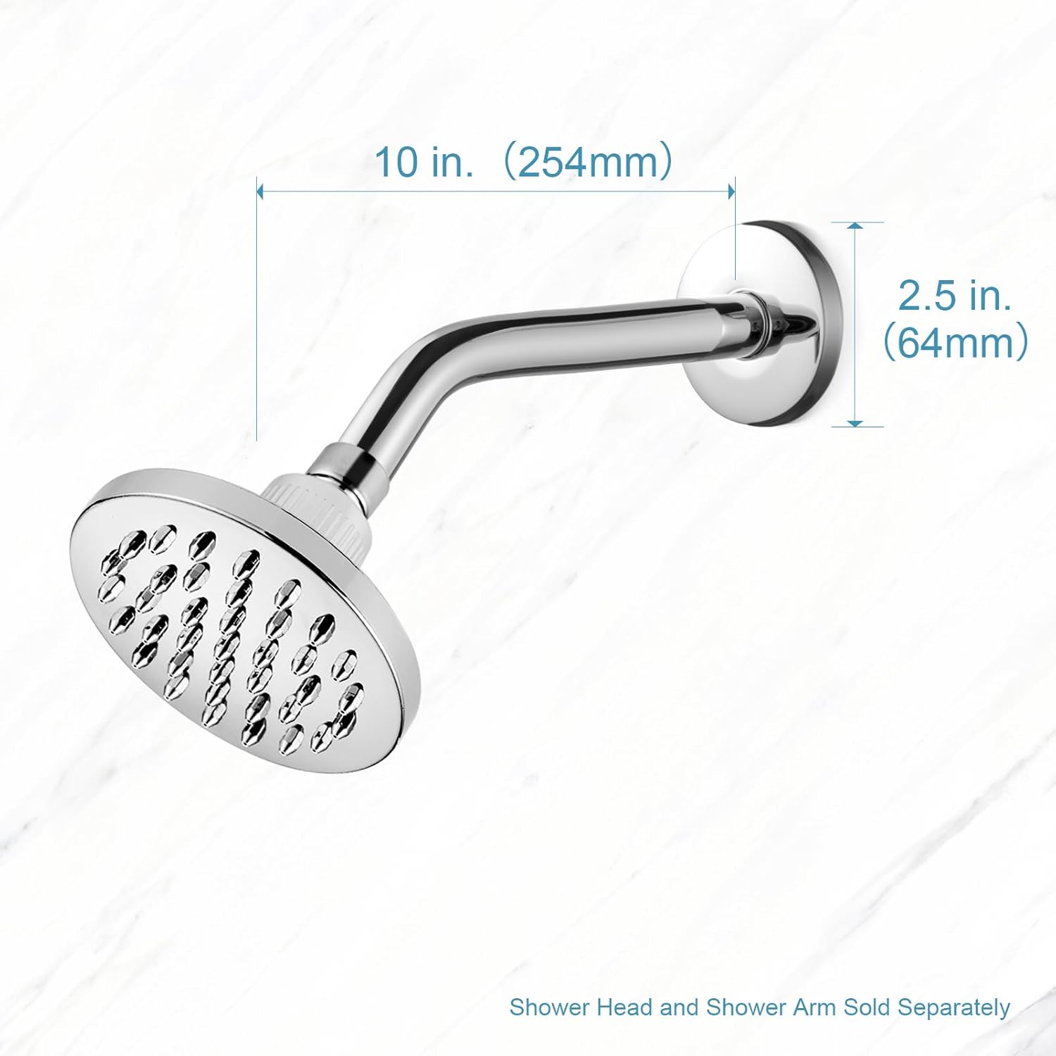 OFFO Wall Mount Shower Arm with Flange, For Fixed Shower Head & Handheld Showerhead