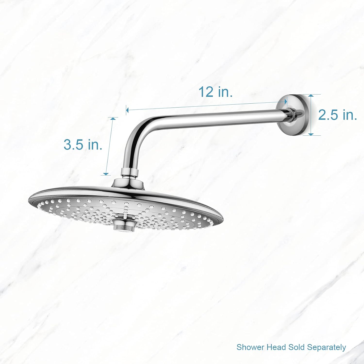 OFFO Wall Mount Shower Arm with Flange, For Fixed Shower Head & Handheld Showerhead