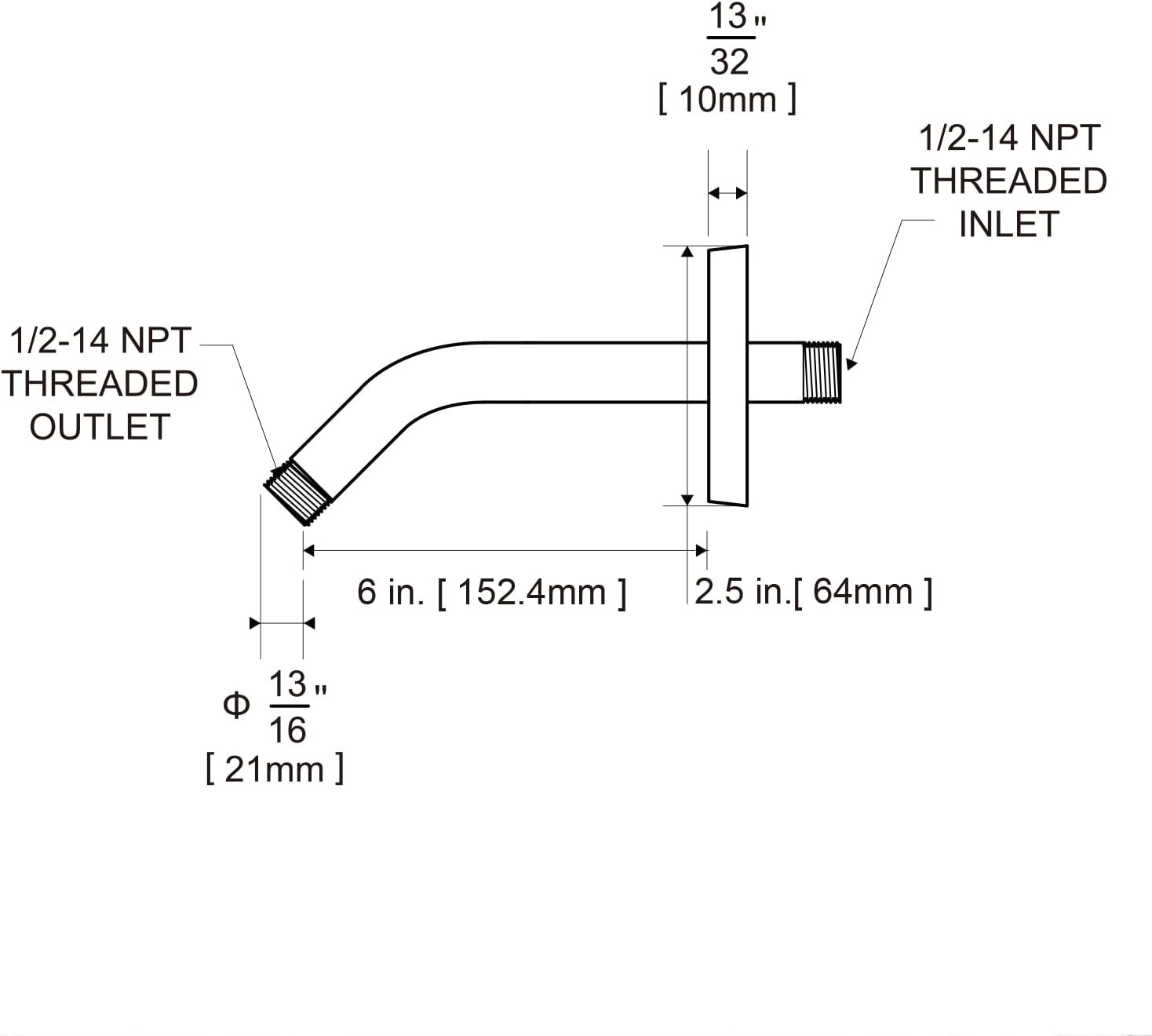 Wall Mount Shower Arm with Flange