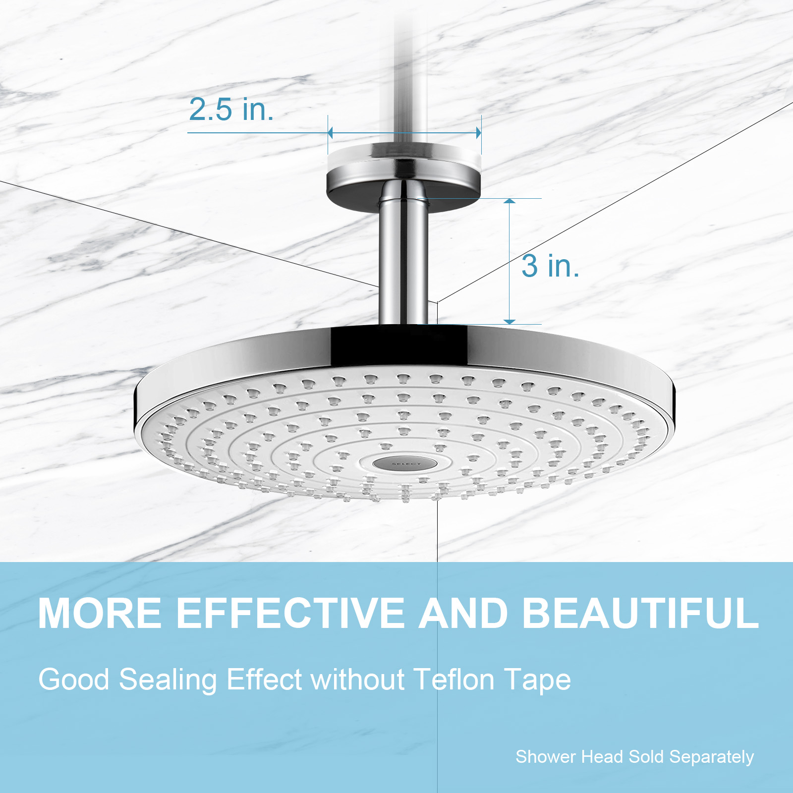 OFFO Ceiling Mount Shower Arm with Flange, For Fixed Shower Head & Handheld Showerhead