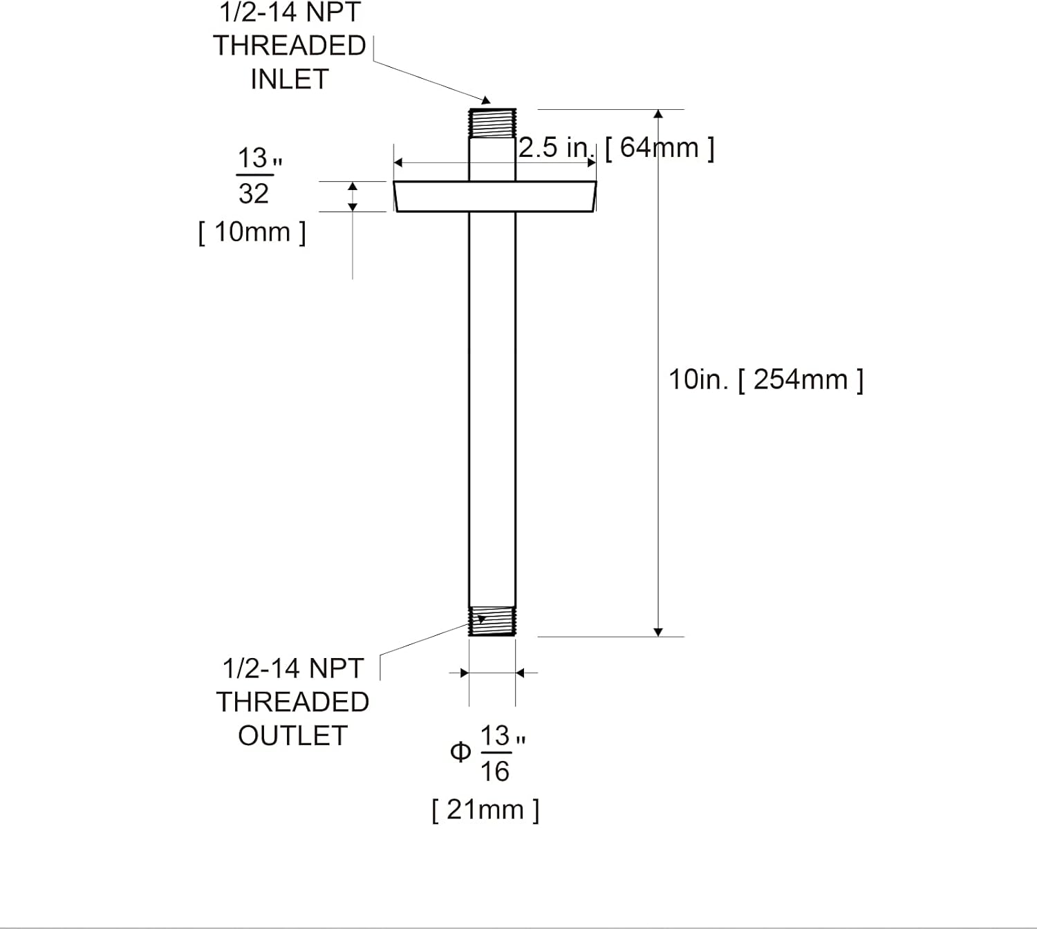 rain shower head extension arm
