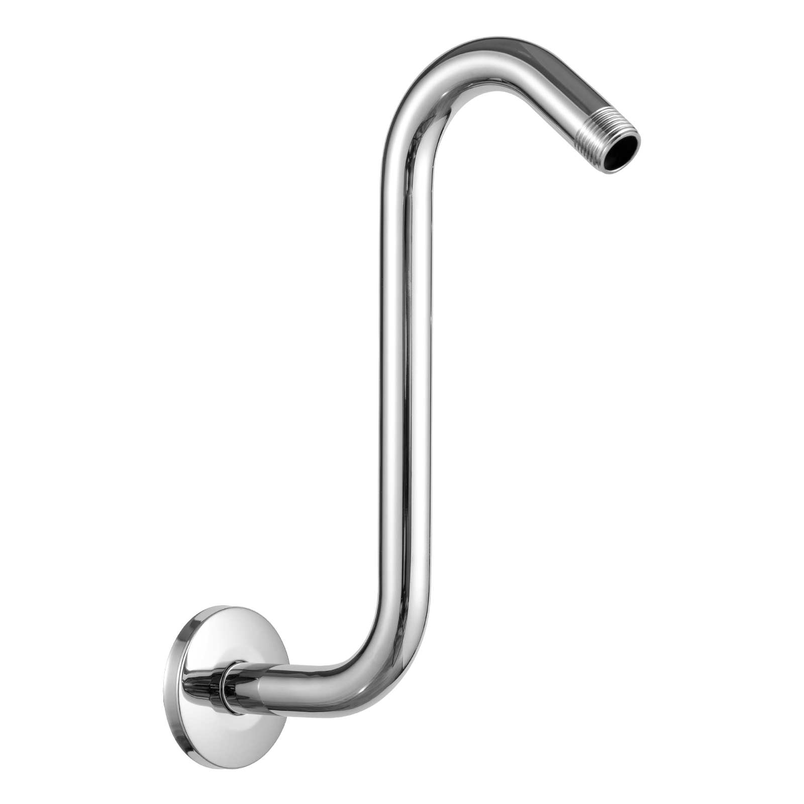 OFFO S Shaped Shower Arm with Flange, High Rise Goose Neck Shower Arm Extension