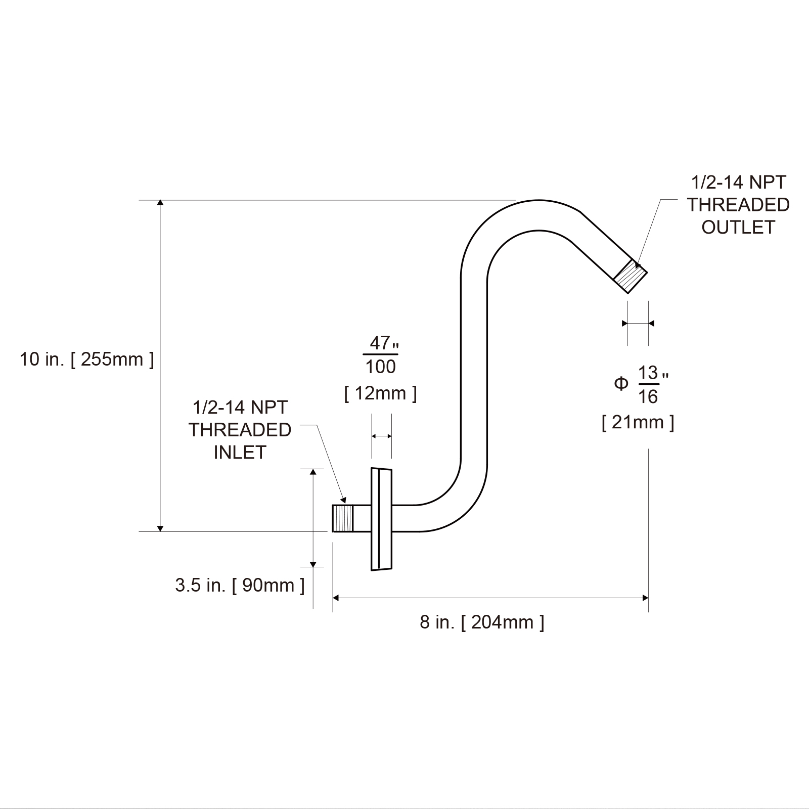 shower head extension arm