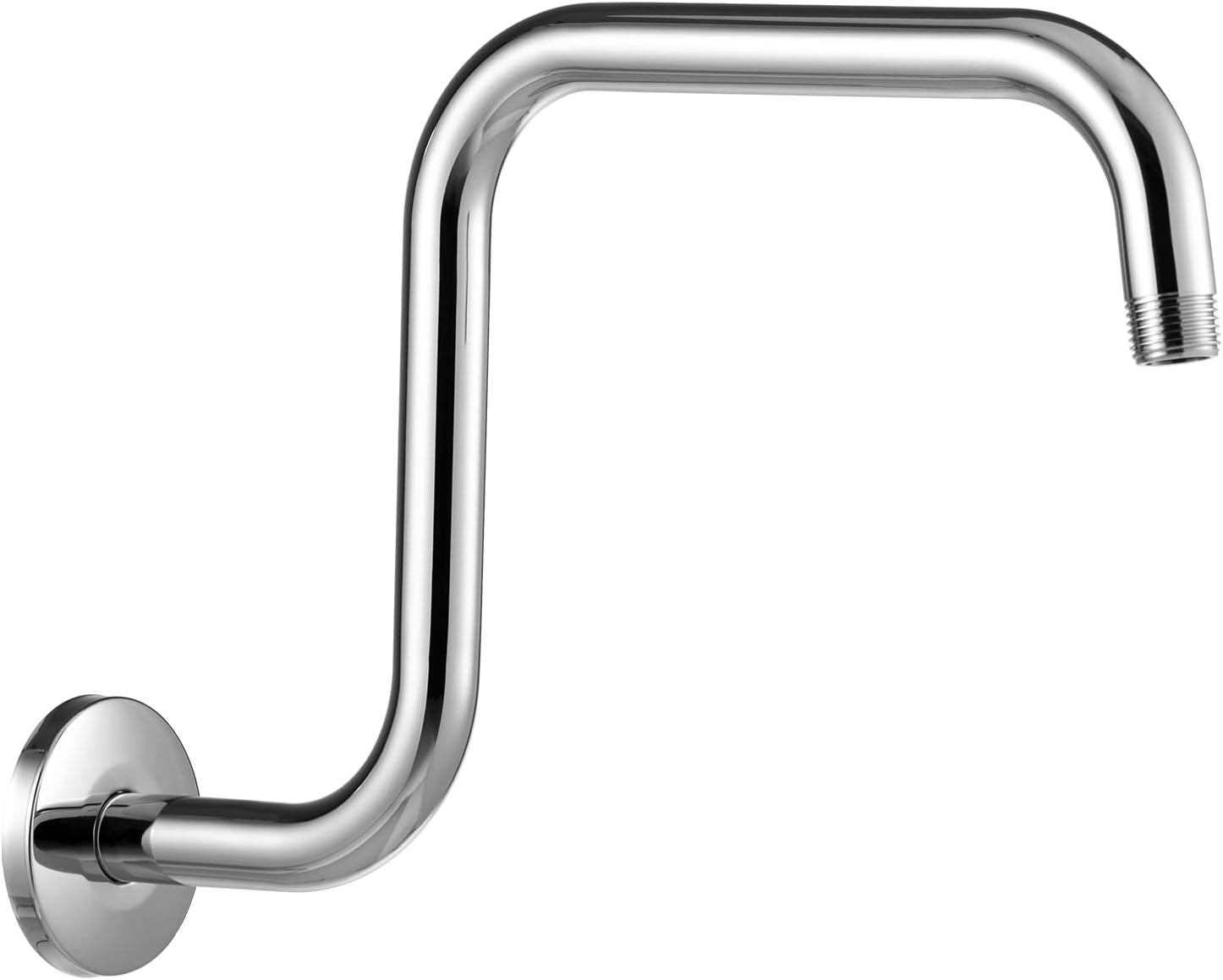 OFFO S Shaped Shower Head Extension Arm 13 Inch, High Rise Extender with Flange