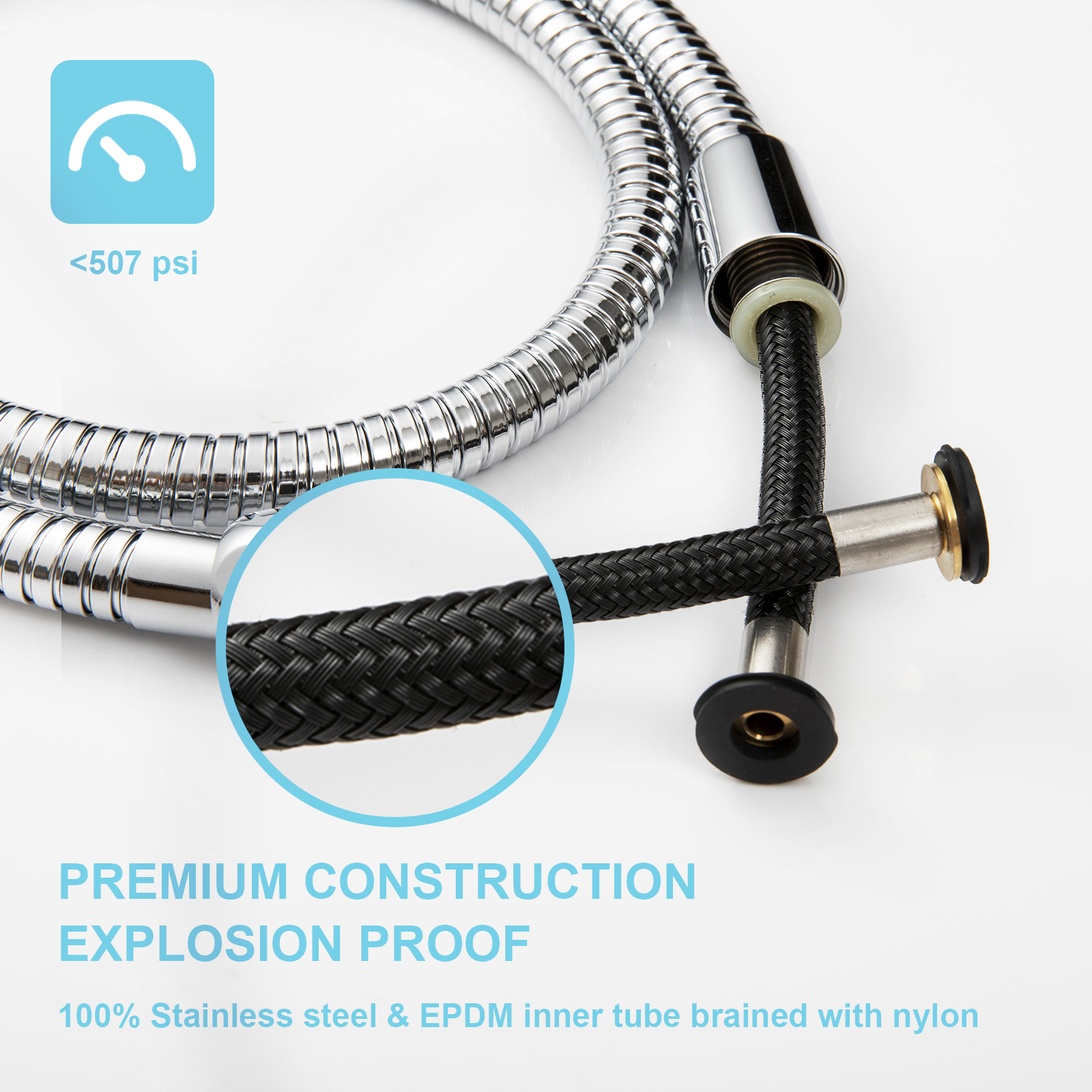 OFFO Shower Hose, High Pressure Explosion Proof Bidet Hose for Bidet Sprayer, Stainless Steel