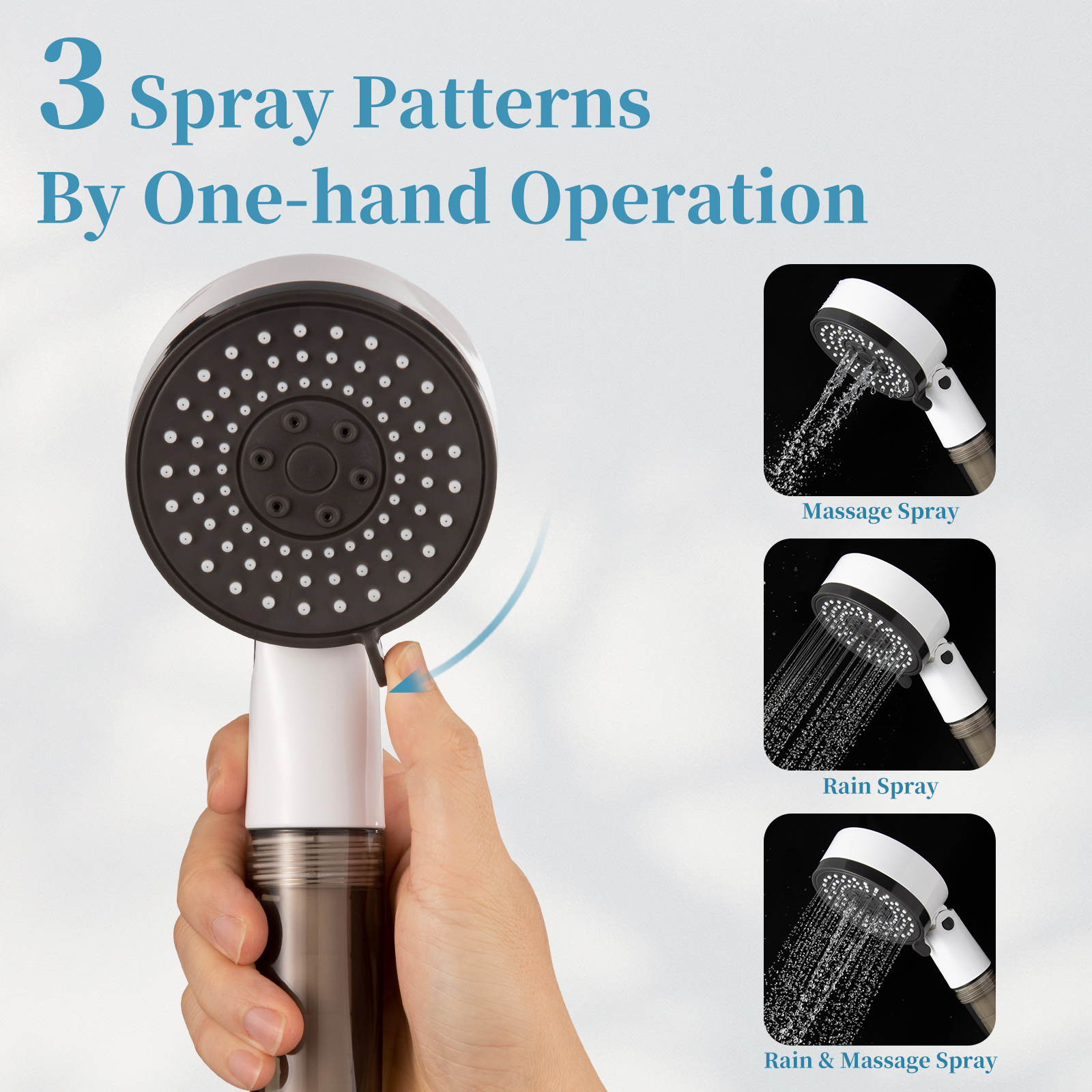 OFFO Shower Head with Handheld, 3-Mode Shower Heads with Filter