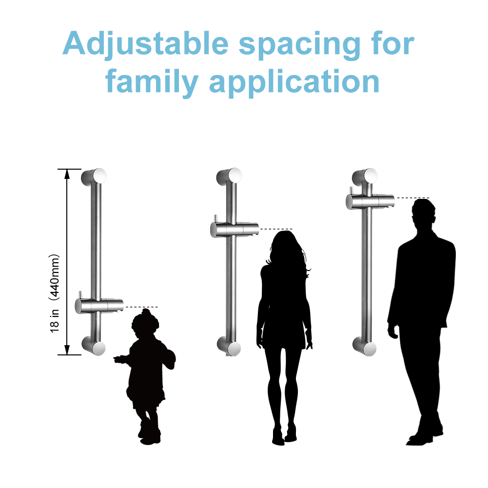 OFFO All-in-One Shower Slide Bar, Adjustable Installation Distance with 360° Adjustable Handheld Shower Head Holder
