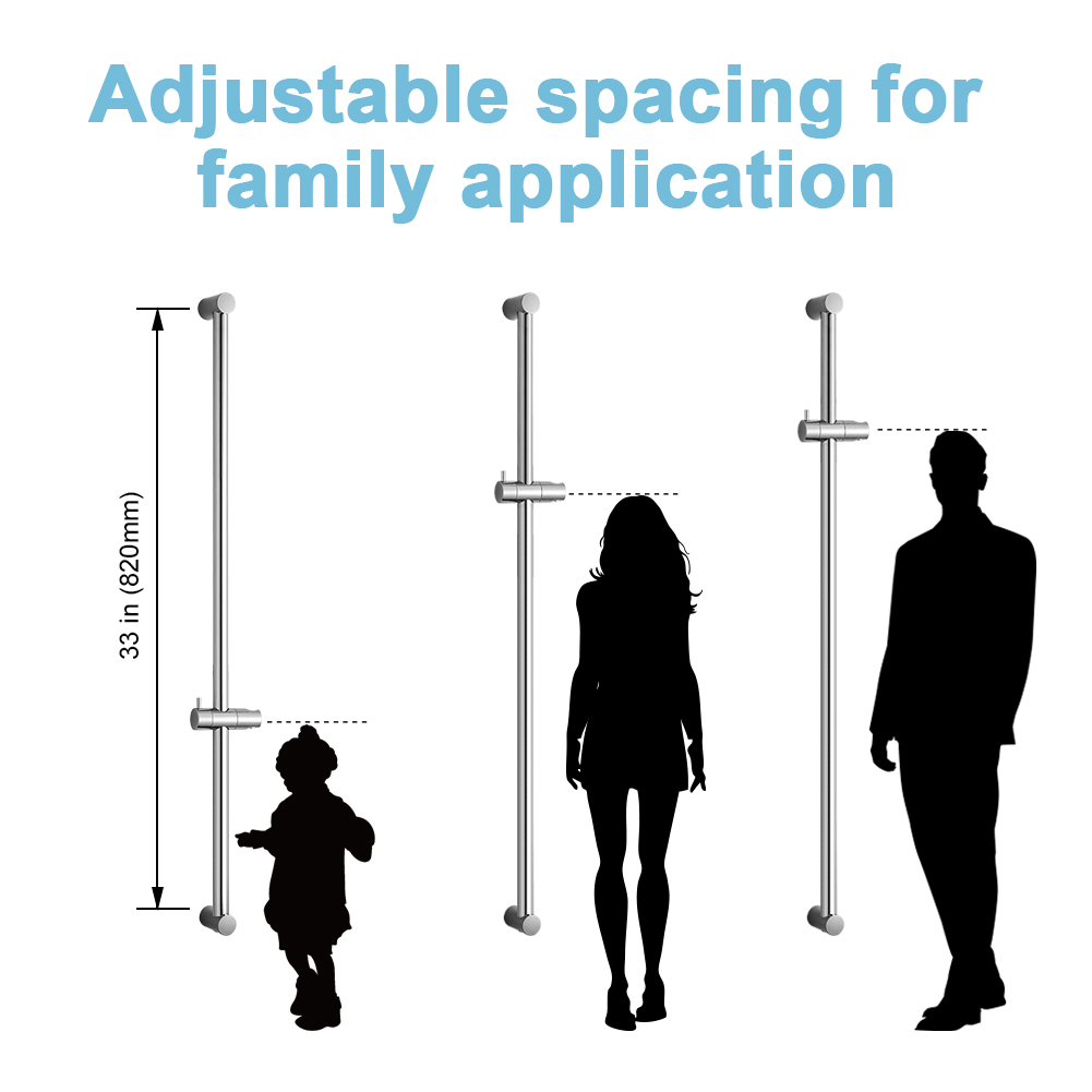 OFFO All-in-One Shower Slide Bar, Adjustable Installation Distance with 360° Adjustable Handheld Shower Head Holder
