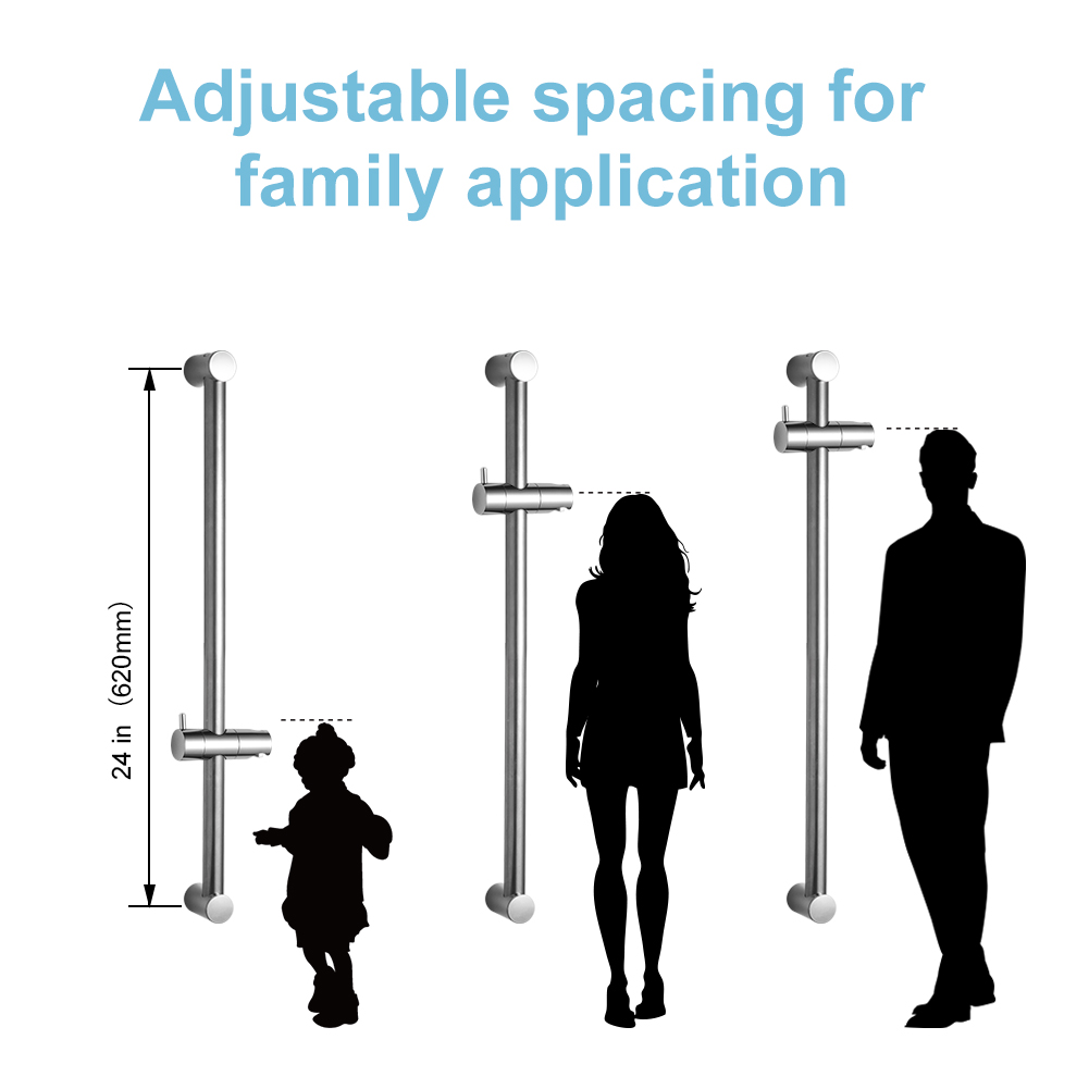 OFFO Segmental Shower Slide Bar, Adjustable Installation Distance with 360° Adjustable Handheld Shower Head Holder