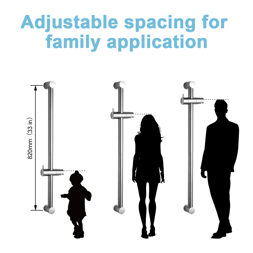 OFFO Segmental Shower Slide Bar, Adjustable Installation Distance with 360° Adjustable Handheld Shower Head Holder