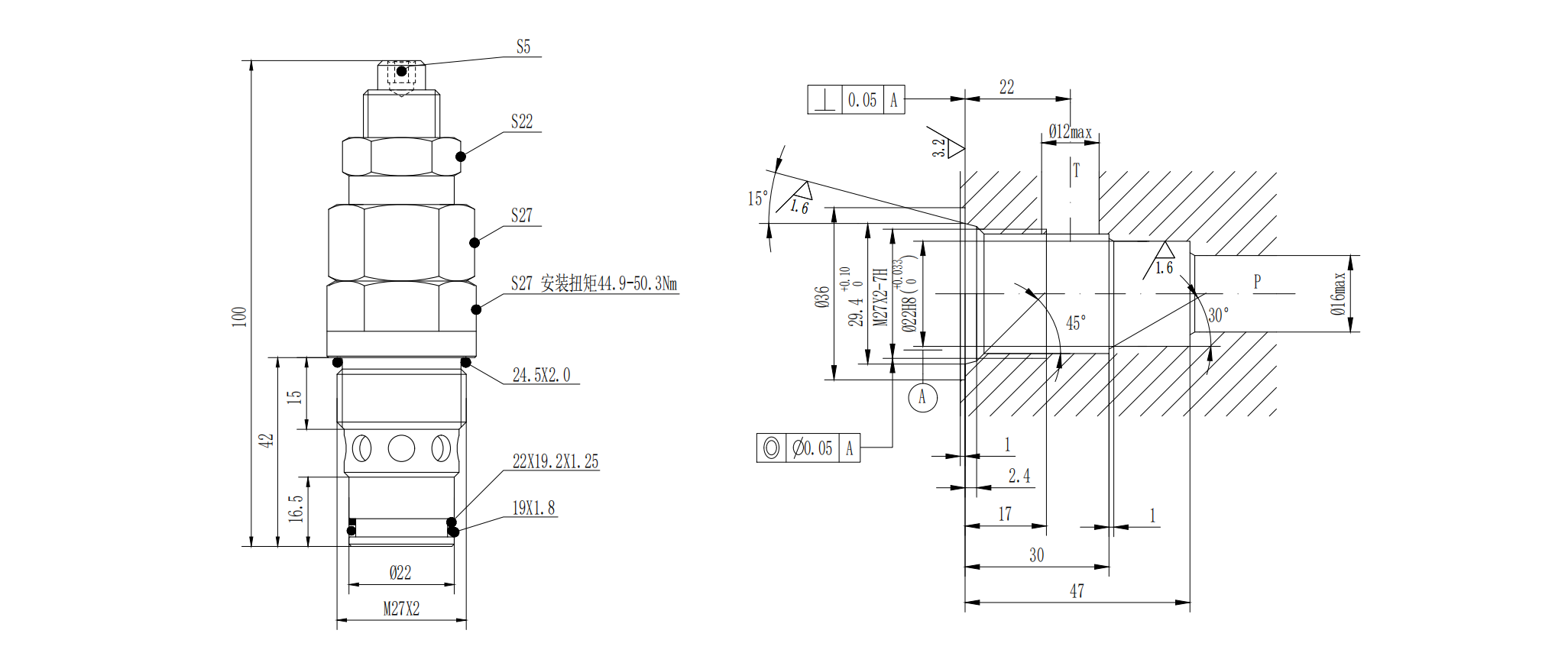 Direct Acting With Anti-Cavitation Cartridge Relief Valve