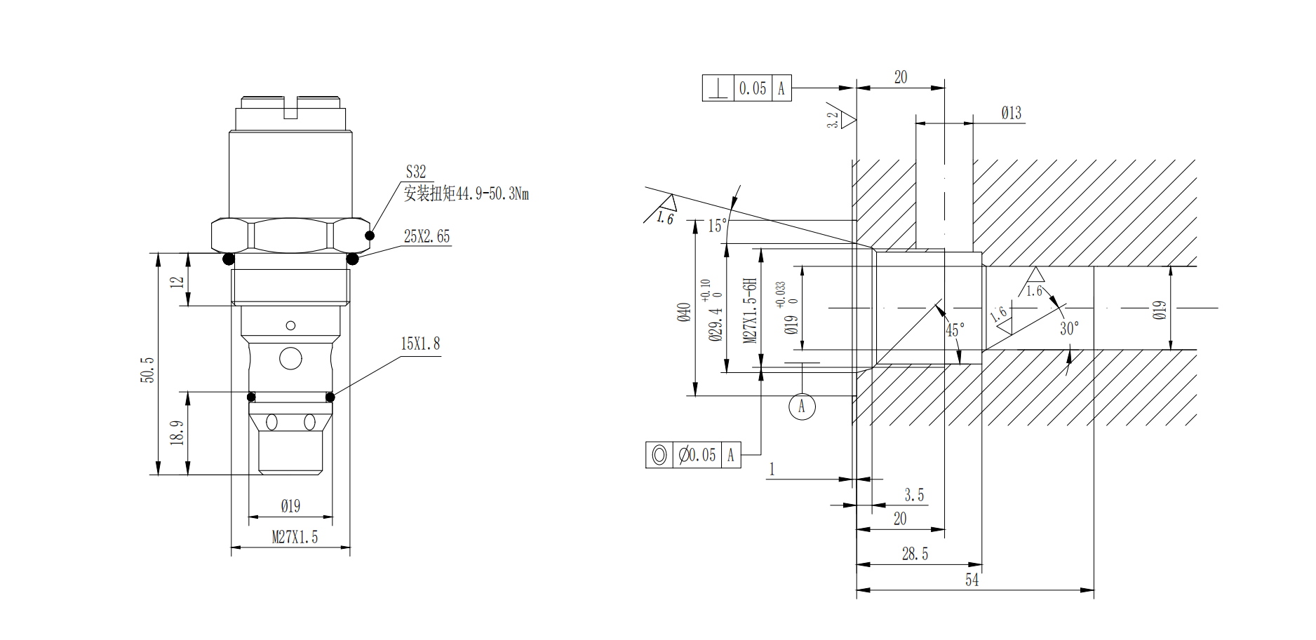 Differential Area catridge Relief Valve