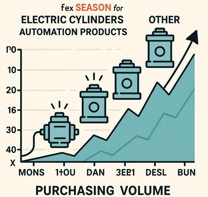 When is the peak season for purchasing automation products such as electric cylinders?