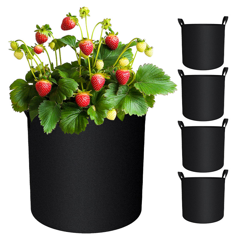Sacs de culture avec rabat 10 gallons, pot de fleurs avec poignées et fenêtre de récolte pour pommes de terre, tomates et légumes, noir et gris