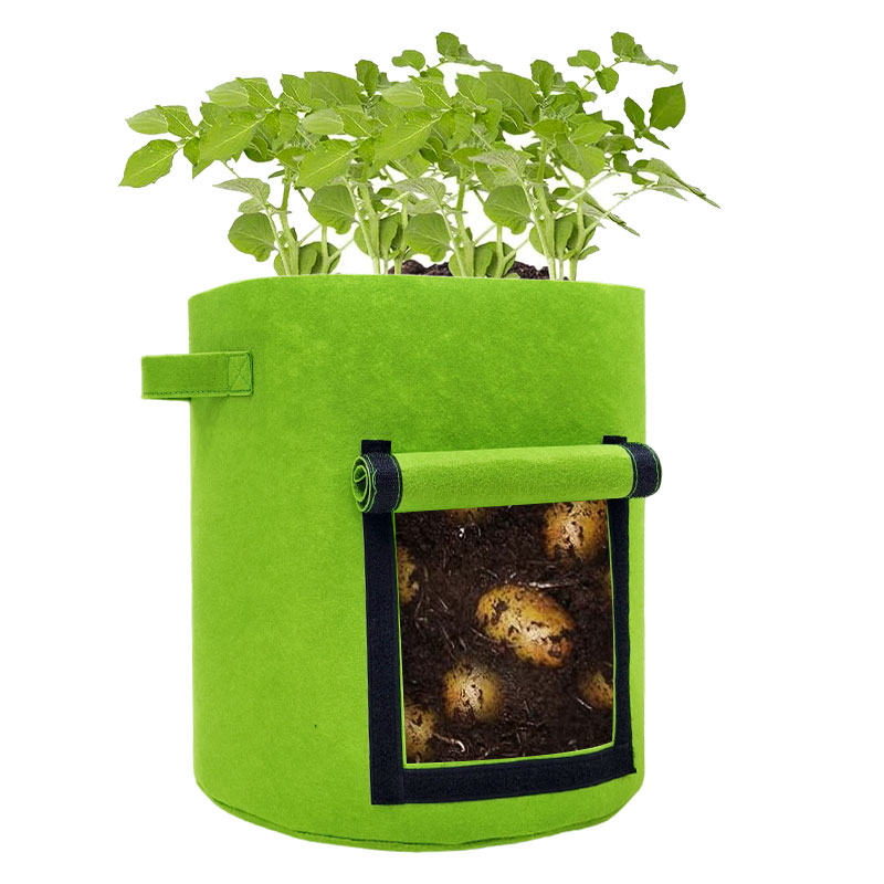 Sacs de culture de pommes de terre avec 2 rabats 15 gallons, pot de plantation robuste de 14 oz/yd² avec poignées robustes et 2 fenêtres de récolte pour pommes de terre, tomates et légumes