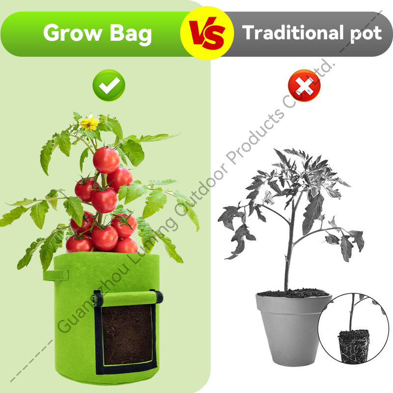 Sacs de culture de pommes de terre avec 2 rabats 15 gallons, pot de plantation robuste de 14 oz/yd² avec poignées robustes et 2 fenêtres de récolte pour pommes de terre, tomates et légumes