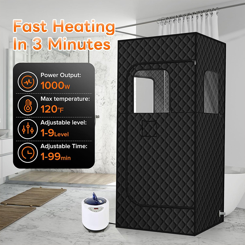 Coffret de sauna, sauna à vapeur portable, sauna portable pour la maison, tente de sauna avec cuiseur vapeur de 2,6 L, 9 niveaux