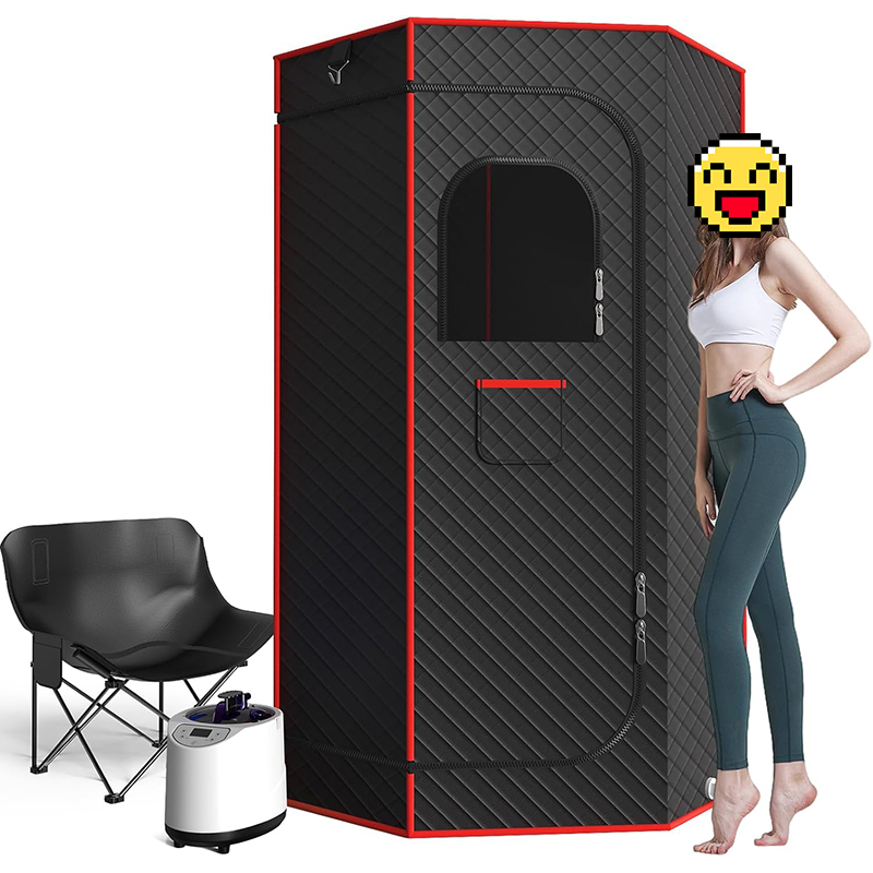 Coffret de sauna portable, sauna infrarouge portable pour la maison avec cuiseur vapeur 3L, télécommande, chaise pliante et tapis, tente de sauna à vapeur personnelle pleine grandeur