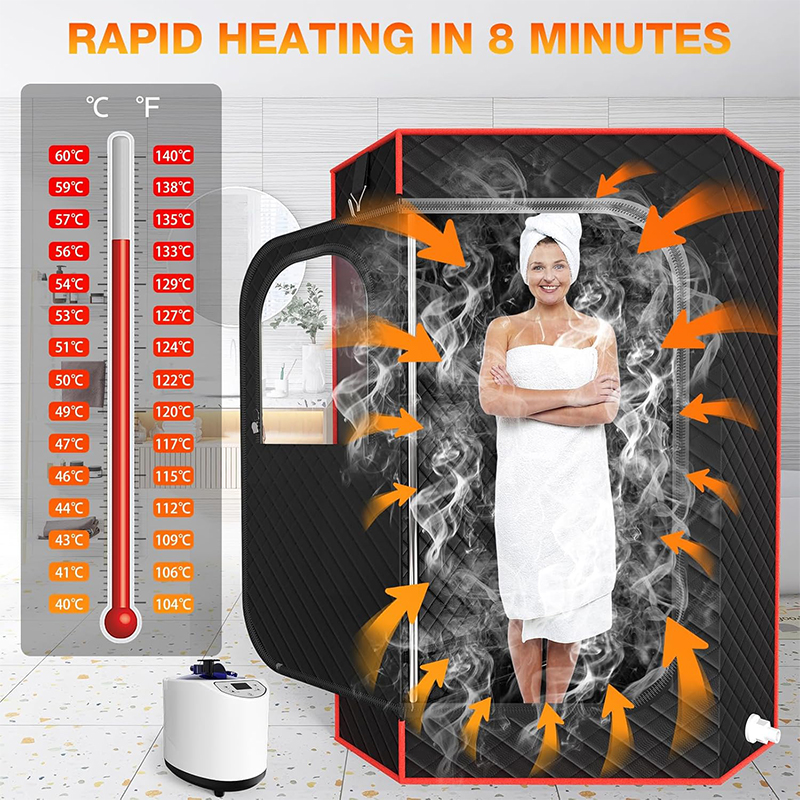 Coffret de sauna portable, sauna infrarouge portable pour la maison avec cuiseur vapeur 3L, télécommande, chaise pliante et tapis, tente de sauna à vapeur personnelle pleine grandeur