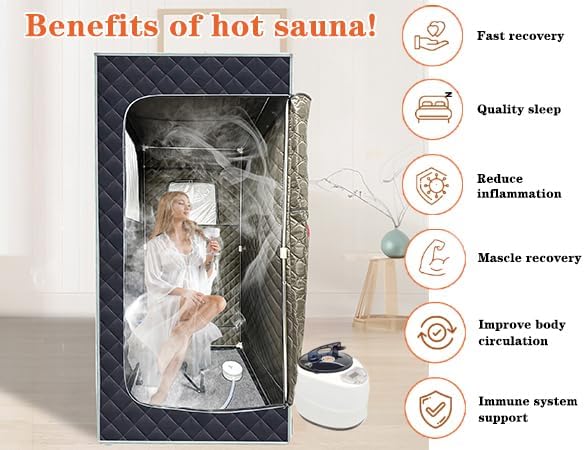 Sauna portable pour la maison, tente de sauna à vapeur avec cuiseur vapeur de 4 L, chaise de sauna pliante, sauna de désintoxication personnel compact, spa à domicile avec télécommande