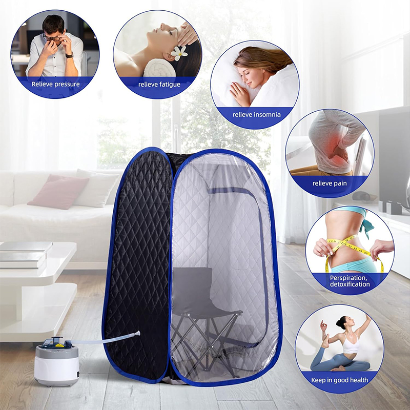Sauna à vapeur pliable, sauna portable pour la maison, tente de sauna, boîte de sauna avec cuiseur vapeur de 2,6 L, télécommande, chaise pliante, 9 niveaux