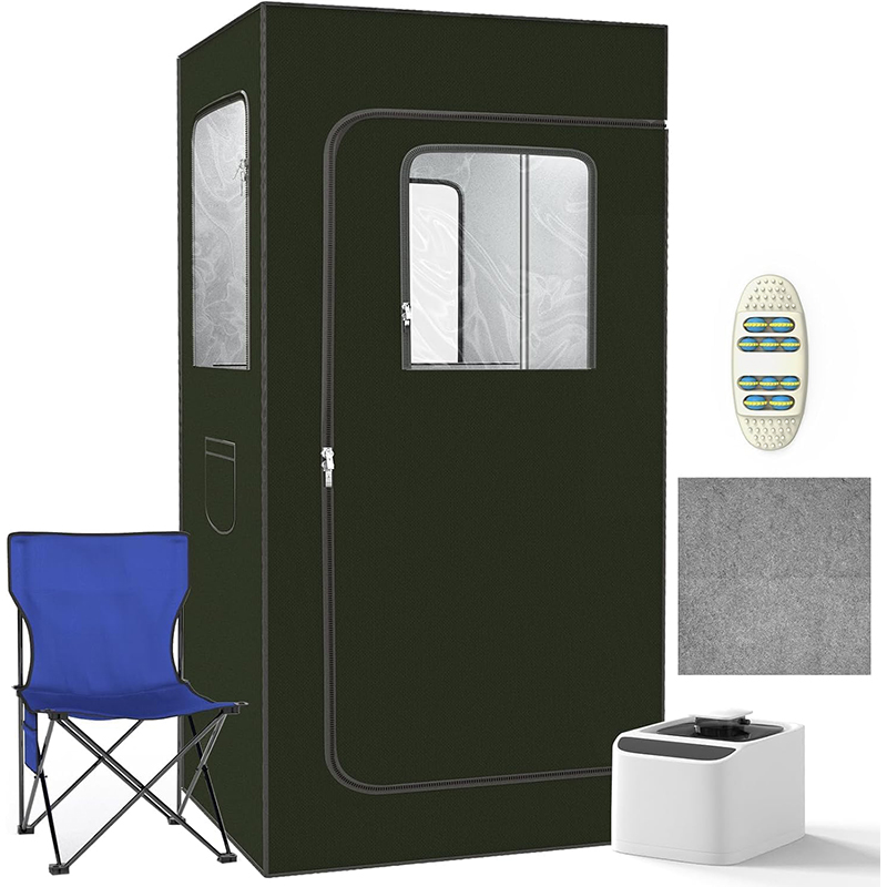 Boîte de sauna à vapeur portable pour la maison, kit de tente de sauna personnel épais 600D pour spa, relaxation au sauna intérieur avec générateur de vapeur de 2,6 L et 1000 W