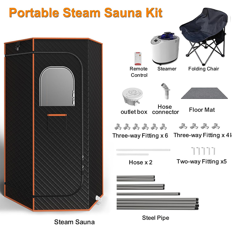 Large Portable Steam Sauna, 3L Steamer Portable Sauna Box for Home, Personal Sauna with Big Sauna Chair, Remote Control, Foot Massager