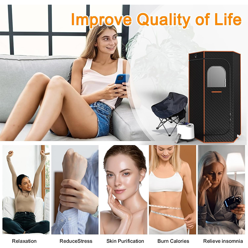 Large Portable Steam Sauna, 3L Steamer Portable Sauna Box for Home, Personal Sauna with Big Sauna Chair, Remote Control, Foot Massager