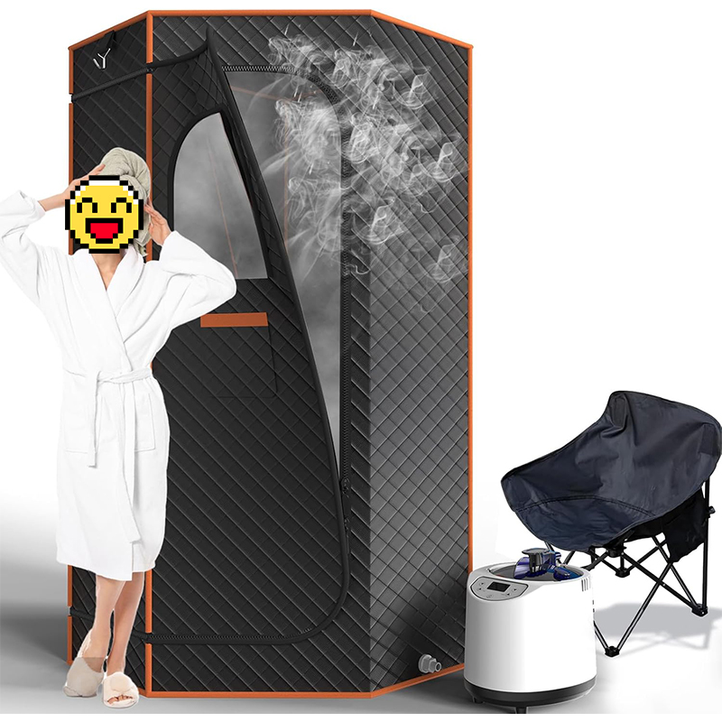 Large Portable Steam Sauna, 3L Steamer Portable Sauna Box for Home, Personal Sauna with Big Sauna Chair, Remote Control, Foot Massager