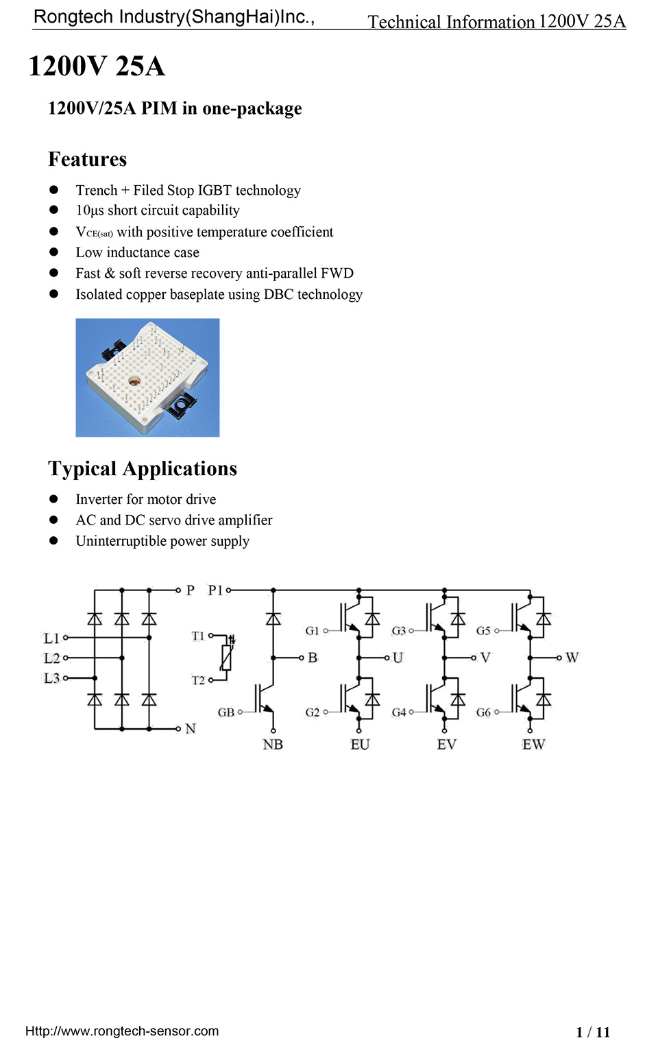 1200V/25A PIM in one-package