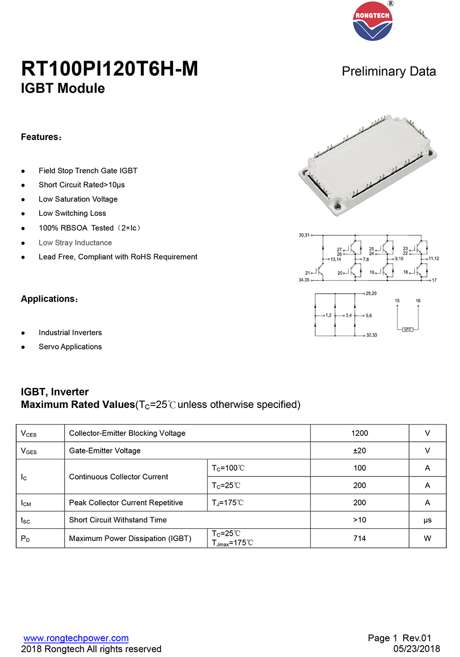 RT100P20T6H-M IGBT Module