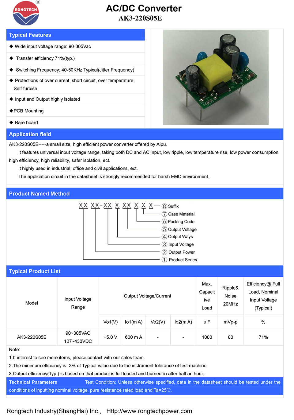 AC/DC Converter AK3-220S05E