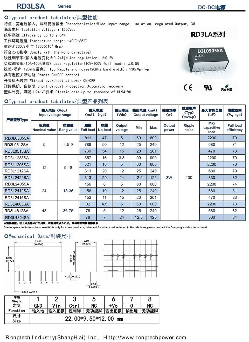 RD3LSA series DC-DC converter