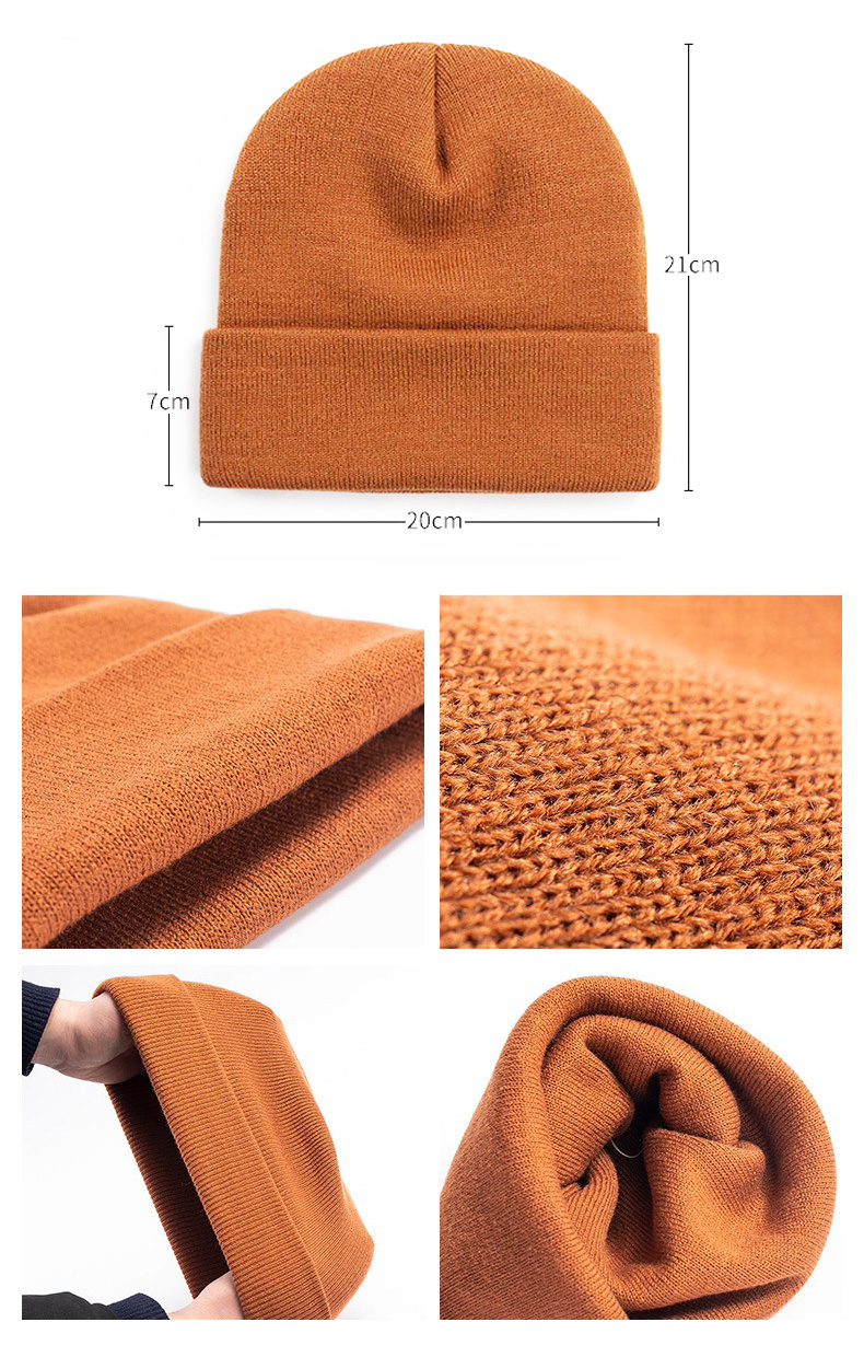 Womens Acrylic Embroidered Logo Cream Knit Beanie Hat