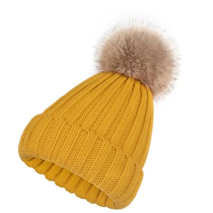 Women's Hot Pink Winter Beanie Hat With Pom