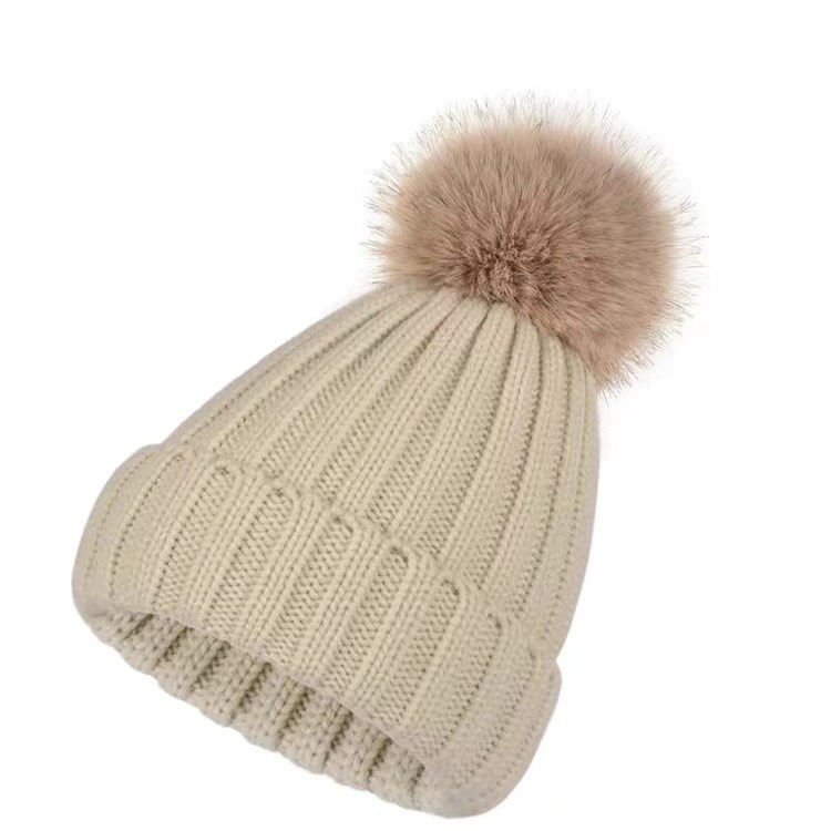 Women's Hot Pink Winter Beanie Hat With Pom