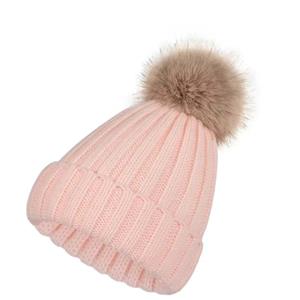 Women's Hot Pink Winter Beanie Hat With Pom